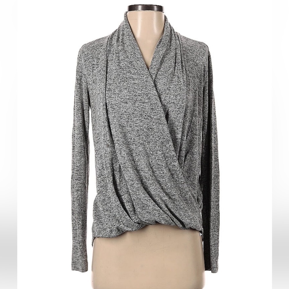 Anthropologie Grey Wrap Sweater